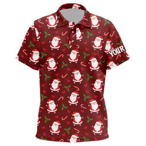 Red Santa Christmas pattern Kid golf polo shirts custom team kid golf tops, Christmas golf apparel NQS8866