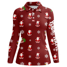 Load image into Gallery viewer, Red Christmas Santa snowflake pattern Women golf polo shirt custom Christmas ladies golf tops for Team NQS8867