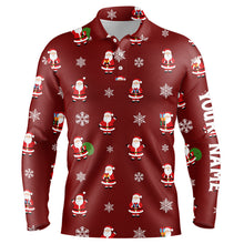 Load image into Gallery viewer, Red Christmas Santa snowflake pattern Men golf polo shirt custom Christmas mens golf tops for Team NQS8867