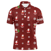 Load image into Gallery viewer, Red Christmas Santa snowflake pattern Men golf polo shirt custom Christmas mens golf tops for Team NQS8867