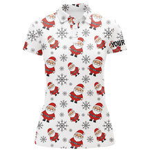 Load image into Gallery viewer, Santa snowflake Christmas pattern Women golf polo shirt custom Christmas ladies golf tops for Team NQS8868