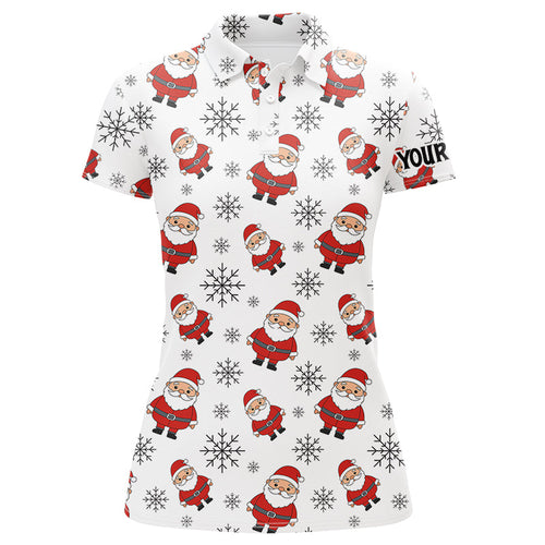 Santa snowflake Christmas pattern Women golf polo shirt custom Christmas ladies golf tops for Team NQS8868