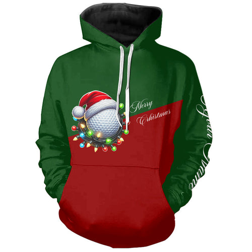 Red and Green Christmas Golf ball Golf Hoodies custom golf hoodie Xmas golf gifts NQS8869