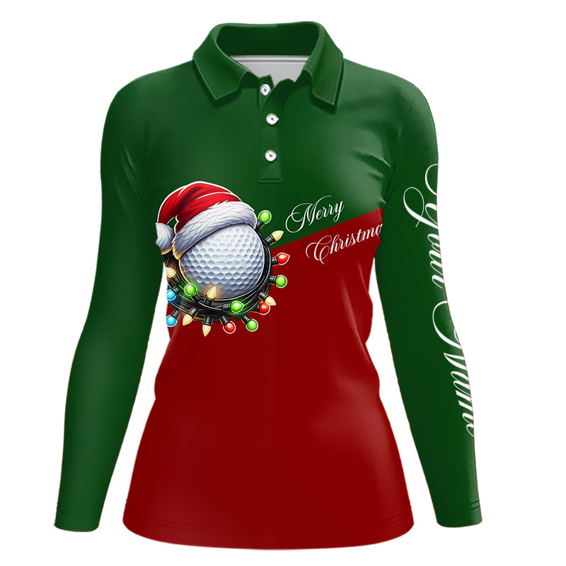 Red and Green Christmas Golf ball Women golf polo shirt custom ladies golf tops Christmas golf gifts NQS8869