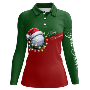 Red and Green Christmas Golf ball Women golf polo shirt custom ladies golf tops Christmas golf gifts NQS8869