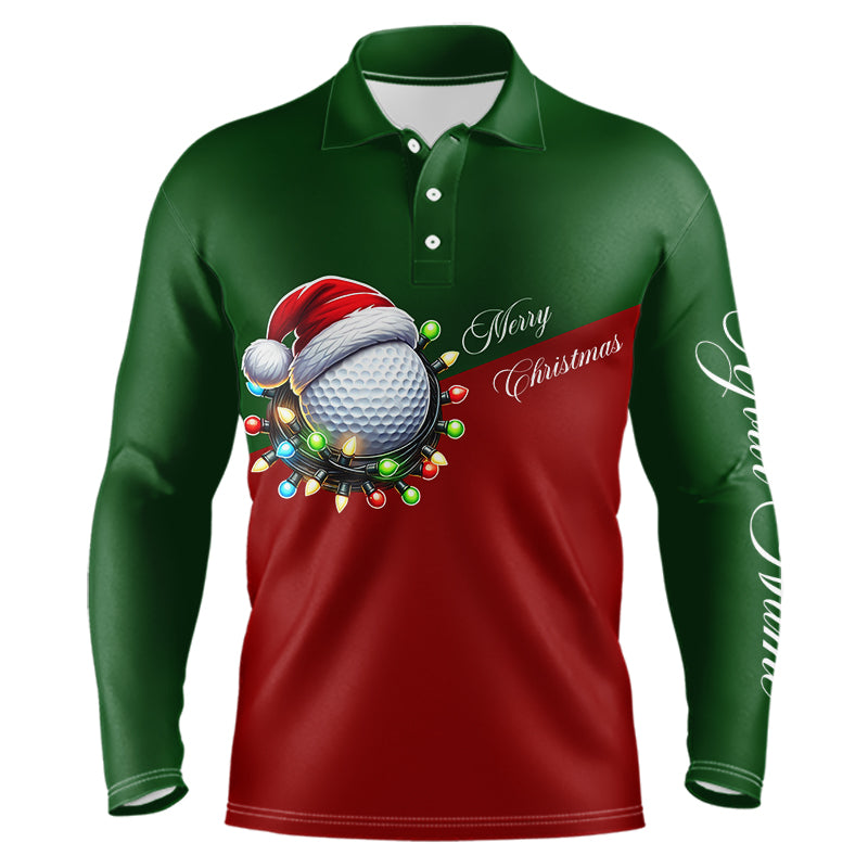 Red and Green Christmas Golf ball Men golf polo shirt custom mens golf tops Christmas golf gifts NQS8869