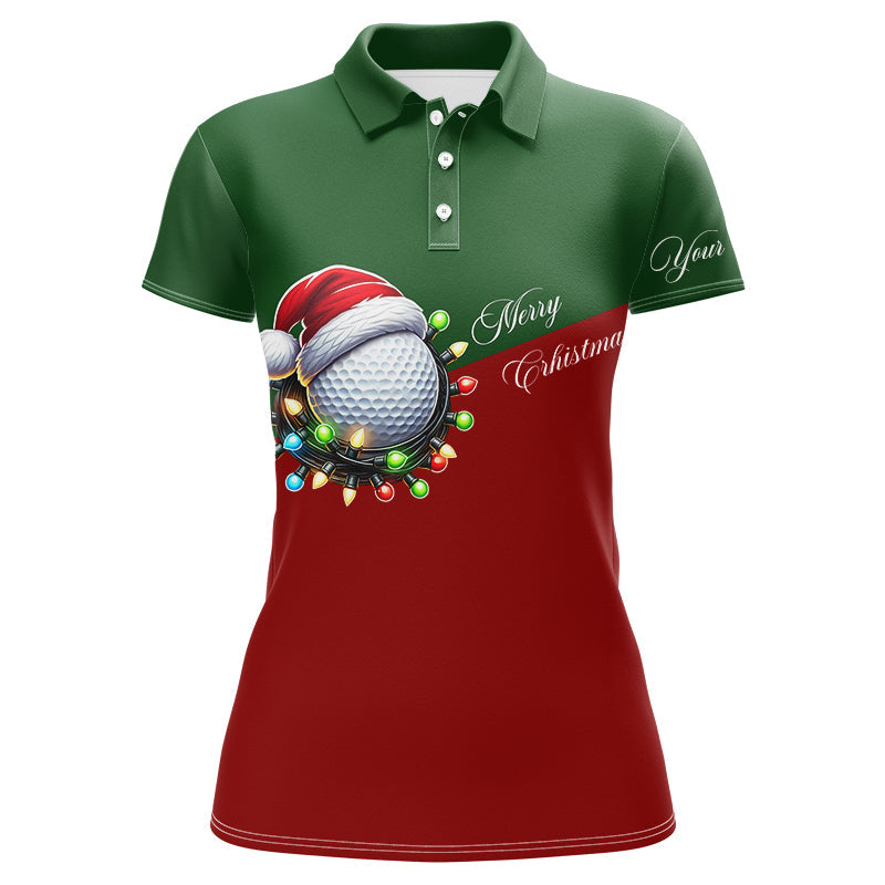 Red and Green Christmas Golf ball Women golf polo shirt custom ladies golf tops Christmas golf gifts NQS8869