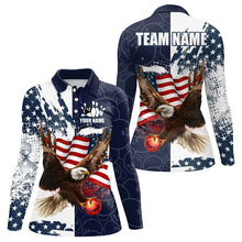 Load image into Gallery viewer, Red, White and Blue American Flag Eagle Bowling Shirts For Women Custom Patriotic Bowling Team Jersey NQS9120