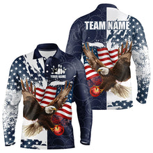 Load image into Gallery viewer, Red, White and Blue American Flag Eagle Bowling Shirts For Men Custom Patriotic Bowling Team Jersey NQS9120