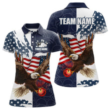 Load image into Gallery viewer, Red, White and Blue American Flag Eagle Bowling Shirts For Women Custom Patriotic Bowling Team Jersey NQS9120