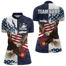 Load image into Gallery viewer, Red, White and Blue American Flag Eagle Bowling Shirts For Women Custom Patriotic Bowling Team Jersey NQS9120