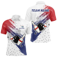 Load image into Gallery viewer, Red, White and Blue Bowling Polo, 1/4 Zip Shirts For Men Custom Bowling Team Jersey, Gift For Bowlers NQS9122