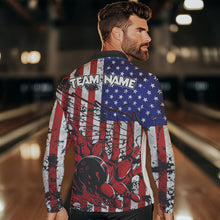 Load image into Gallery viewer, Vintage American Flag Wings Mens Bowling Polo, Quarter Zip Shirt Custom Patriotic Team bowling jersey NQS9314