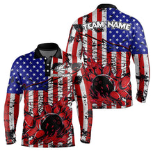 Load image into Gallery viewer, Vintage American Flag Wings Mens Bowling Polo, Quarter Zip Shirt Custom Patriotic Team bowling jersey NQS9314