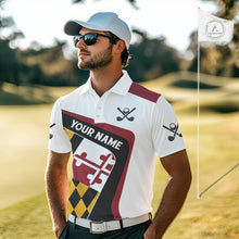 Load image into Gallery viewer, Personalized Maryland flag mens golf polo shirts custom patriotic golf outfit men NQS11386