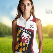 Load image into Gallery viewer, Personalized Maryland flag Womens golf shirts sleeveless custom patriotic ladies golf outfit NQS11386