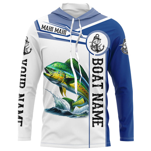 Mahi mahi fishing Customize name and boat name tournament long sleeves fishing shirts NQS1578