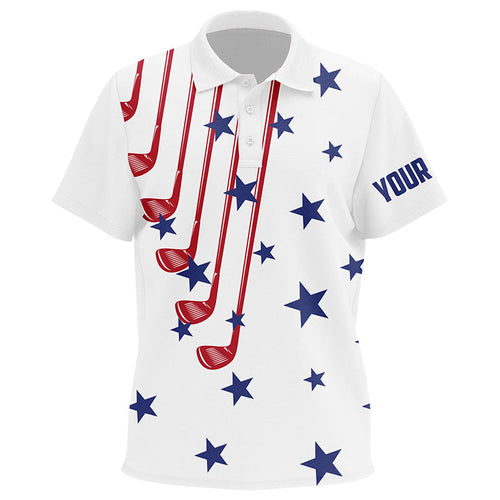 Personalized white golf clubs polos shirt for Kid American flag 4th July patriotic Kid golf tops NQS7758