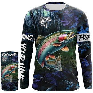 Rainbow trout Fishing blue camo fishing team trout Custom Long Sleeve UV protection fishing shirts NQS6070