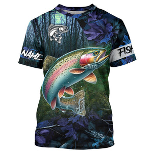 Rainbow trout Fishing blue camo fishing team trout Custom Long Sleeve UV protection fishing shirts NQS6070