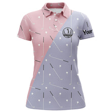 Load image into Gallery viewer, Womens golf polo shirts custom golf clubs pattern pink purple golf attire for women, golfing gifts NQS6078