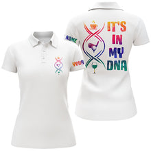 Load image into Gallery viewer, Watercolor white Womens golf polo shirts custom coffee golf wine it&#39;s in my DNA ladies golf tops NQS6081