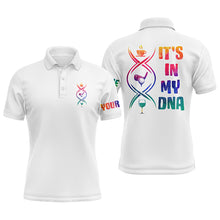 Load image into Gallery viewer, Watercolor white Men golf polo shirts custom coffee golf wine it&#39;s in my DNA best mens golf wear NQS6081