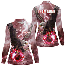 Load image into Gallery viewer, Red lightning thunder bowling Eagle custom Women Bowling Polo, Quarter Zip Shirts, bowlers jerseys NQS8180