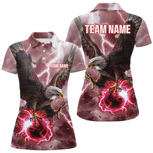 Load image into Gallery viewer, Red lightning thunder bowling Eagle custom Women Bowling Polo, Quarter Zip Shirts, bowlers jerseys NQS8180
