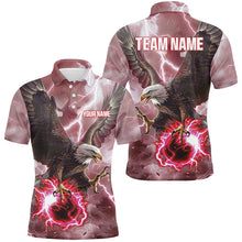Load image into Gallery viewer, Red lightning thunder bowling Eagle custom Mens Bowling Polo, Quarter Zip Shirts, team bowler jerseys NQS8180
