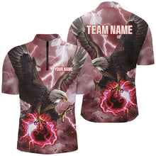 Load image into Gallery viewer, Red lightning thunder bowling Eagle custom Mens Bowling Polo, Quarter Zip Shirts, team bowler jerseys NQS8180