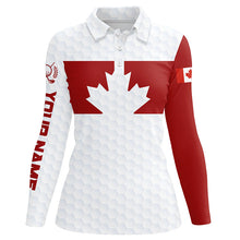 Load image into Gallery viewer, Canada Flag Womens golf polo shirts Golf Pattern Red White Golf Polo For Ladies Patriotic Golf Tops NQS8182