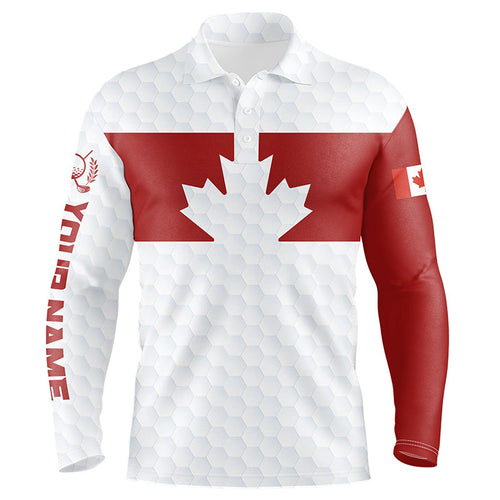 Canada Flag Mens Golf Shirts Golf Pattern Red White Golf Polo Shirts For Men Patriotic Golf Tops NQS8182