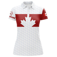 Load image into Gallery viewer, Canada Flag Womens golf polo shirts Golf Pattern Red White Golf Polo For Ladies Patriotic Golf Tops NQS8182