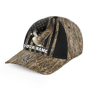 Goose hunting waterfowl camo American flag Custom hunting hat Unisex Goose hunting Baseball hat NQS8870