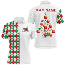 Load image into Gallery viewer, Red, Green and White argyle pattern Christmas tree Bowling Shirts for Men Custom Team Bowling jersey NQS8875