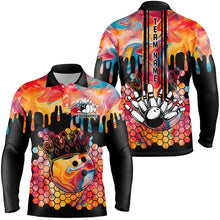 Load image into Gallery viewer, Orange hologram pattern Bowling Shirts for Men Custom Team Bowling jersey, Gift for Bowlers NQS8877