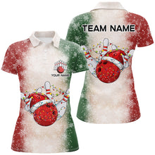 Load image into Gallery viewer, Christmas Bowling ball and pins Womens Bowling Shirts Custom Team Bowling jersey, Xmas Gift for Bowler NQS8879