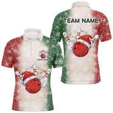 Load image into Gallery viewer, Christmas Bowling ball and pins Mens Bowling Shirts Custom Team Bowling jersey, Xmas Gift for Bowler NQS8879