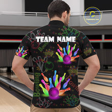 Load image into Gallery viewer, Colorful Neon Bowling shirts for men custom black bowling shirts, team bowling jerseys men NQS10984