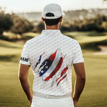 Load image into Gallery viewer, Red, white and blue American Flag golf pattern Mens golf polo shirts custom patriotic mens golf tops NQS9318