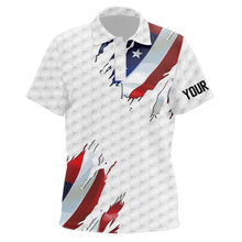 Load image into Gallery viewer, Red, white and blue American Flag golf pattern Kid golf polo shirts custom patriotic kid golf tops NQS9318