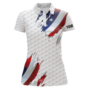 Red, white and blue American Flag Womens golf polo shirts custom patriotic ladies golf tops NQS9318