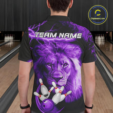 Load image into Gallery viewer, Personalized Purple Lightning Thunder Storm Lion Bowling Shirts For Men Custom Bowling Team Jerseys NQS9839
