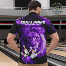 Load image into Gallery viewer, Personalized Purple Lightning Thunder Storm Lion Bowling Shirts For Men Custom Bowling Team Jerseys NQS9839
