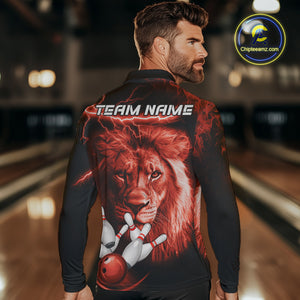 Personalized Red Lightning Thunder Storm Lion Bowling Shirts For Men Custom Bowling Team Jerseys NQS9840