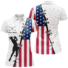 Load image into Gallery viewer, Womens golf polo shirts custom name American flag patriotic golf shirts, team golf tops for ladies NQS5657