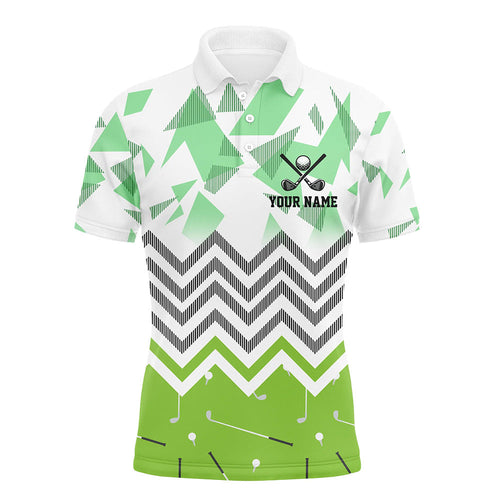 Personalized white and green golf pattern custom Mens golf polo shirt, golf tops for men golf gifts NQS7767