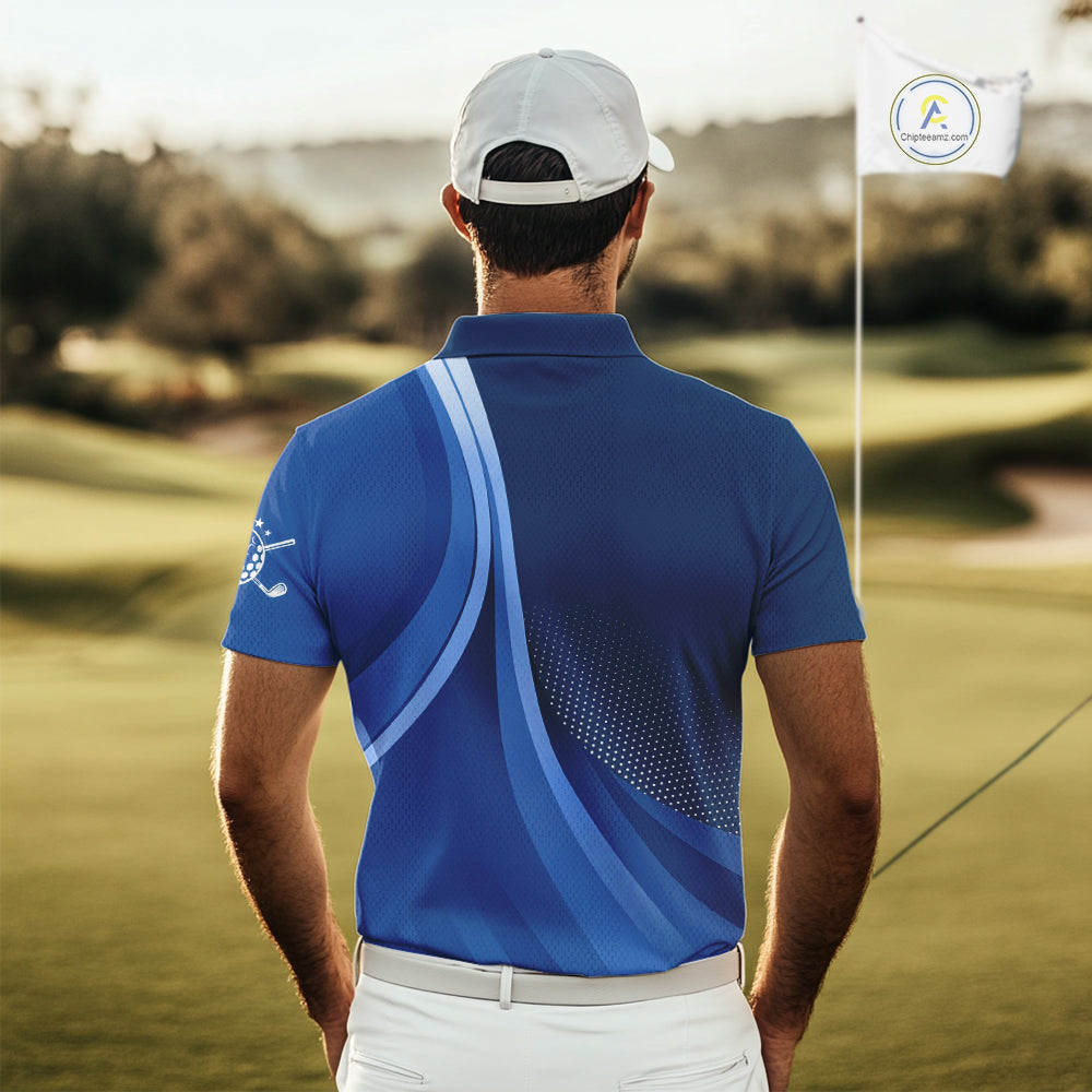 Mens golf polo shirts custom name Blue golf shirt, tournament golf tops for mens, golf gift NQS10223