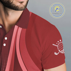 Mens golf polo shirts custom name Red golf shirt, tournament golf tops for mens, golf gift NQS10224